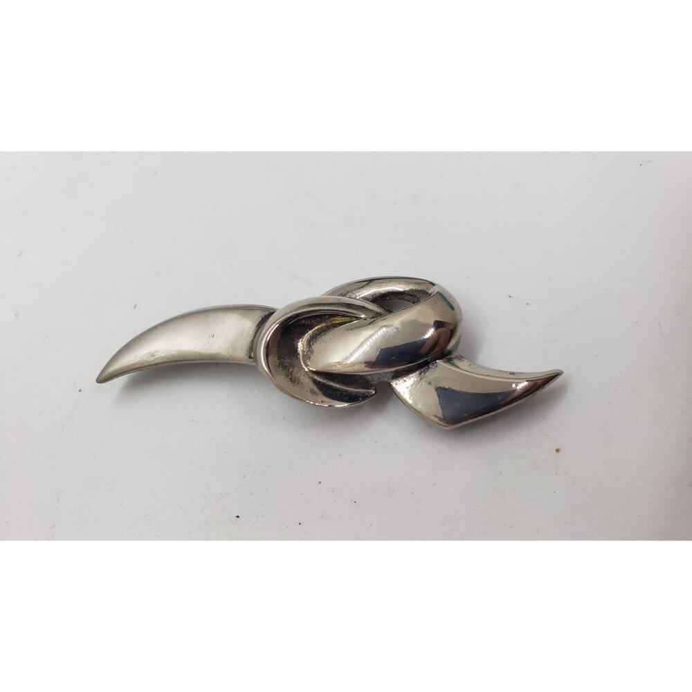 Vintage Givenchy Love Knot Brooch Signed 1970s Designer Silver Metal Pin - Picture 4 of 10